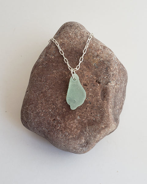 Aqua Drip, Beach Glass Necklace