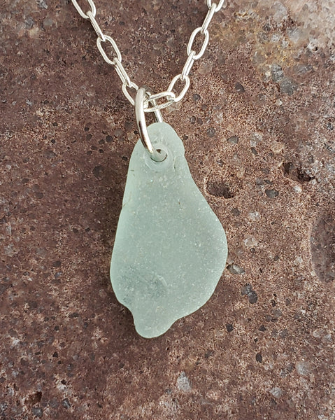 Aqua Drip, Beach Glass Necklace