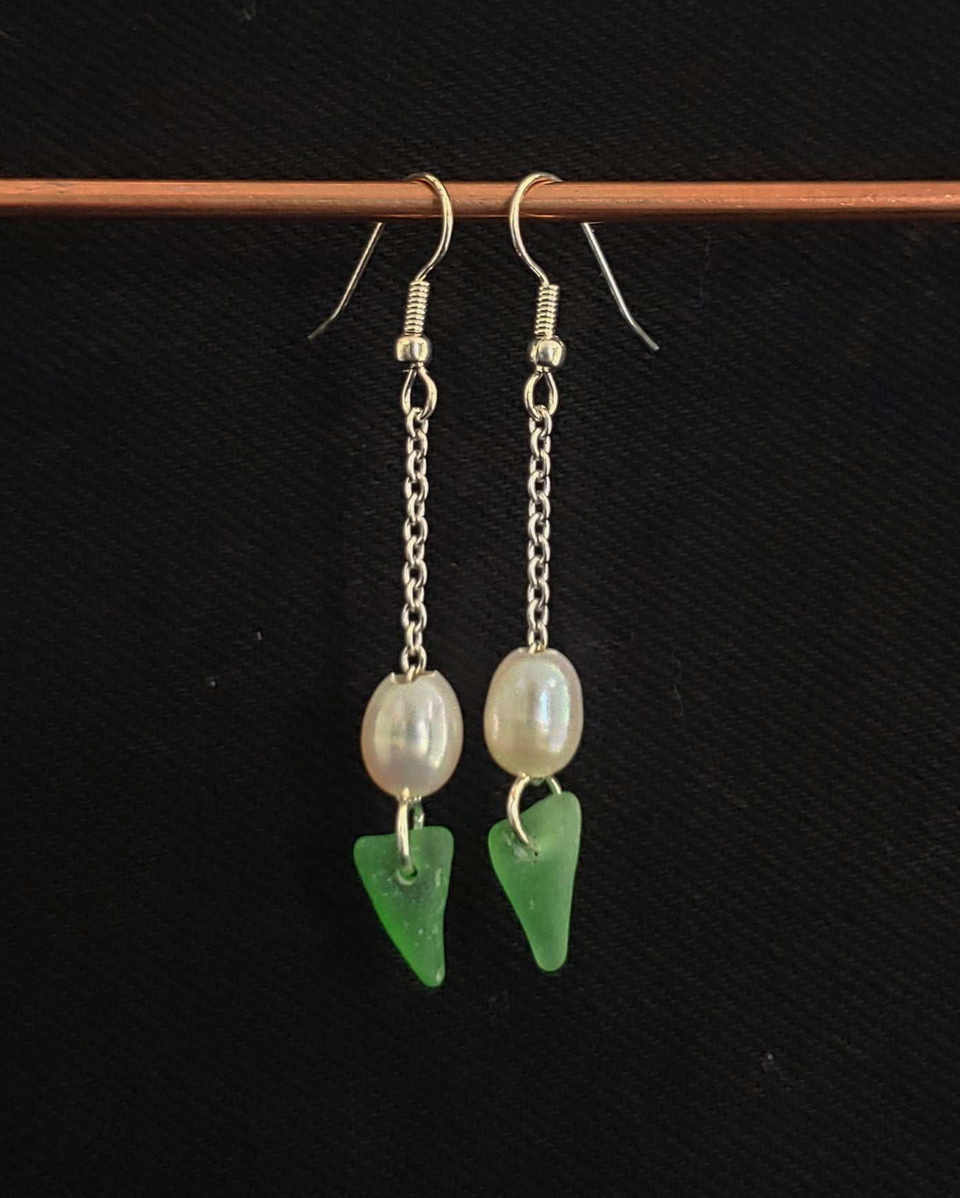 Sway Pearl Earrings, Green